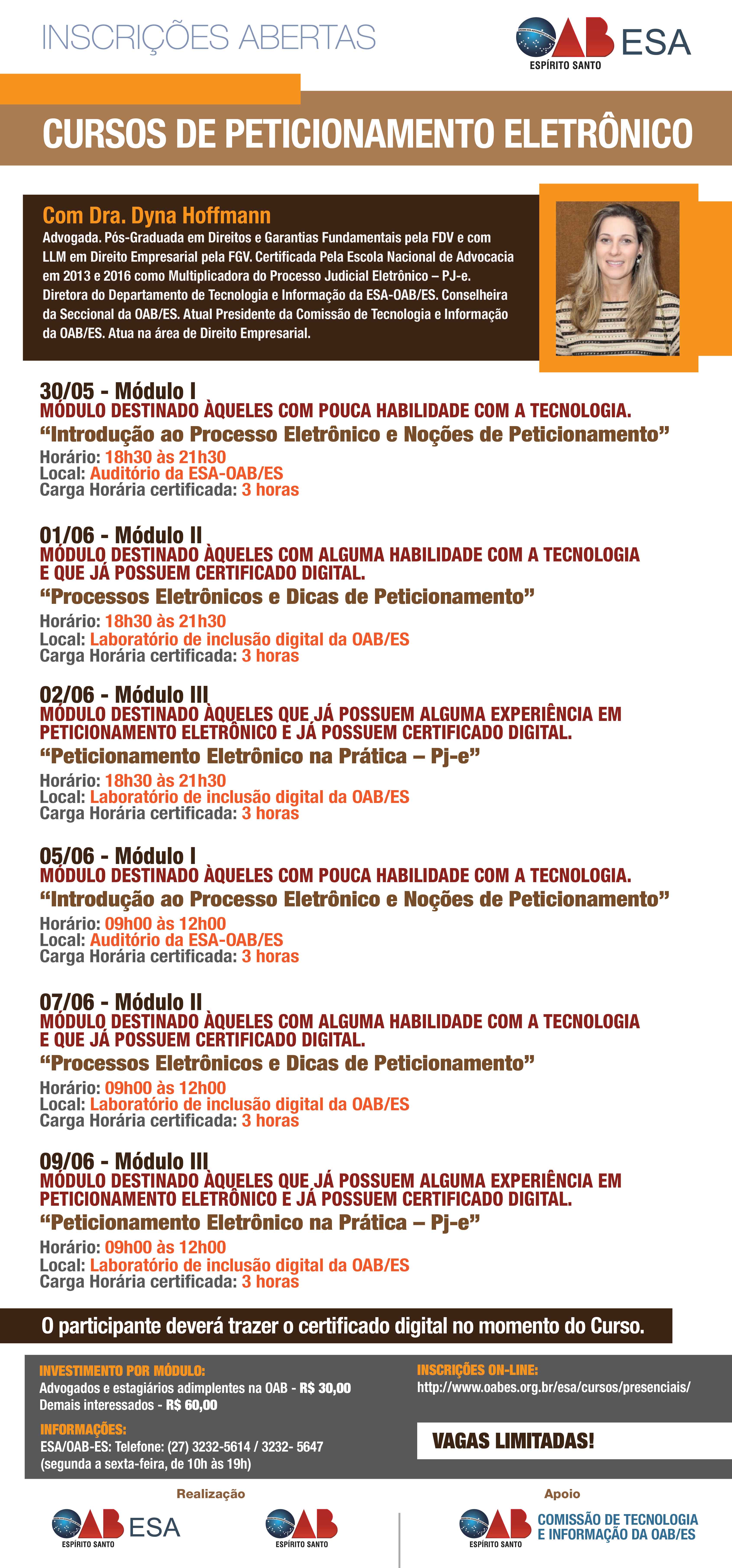 Curso de Peticionamento Eletr&ocirc;nico. Arte: Divulga&ccedil;&atilde;o.