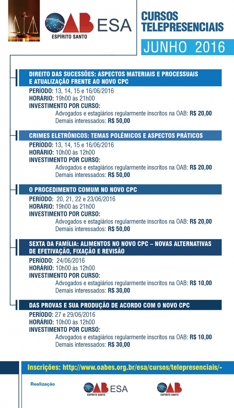 Cursos telepresenciais da ESA com inscrições abertas. Foto: Divulgação.