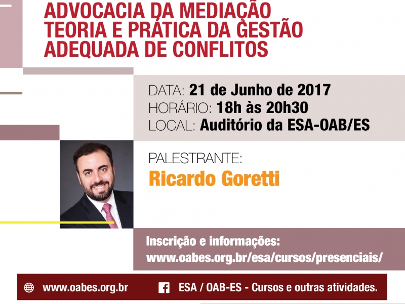 Participe dos cursos da ESA/OAB-ES. Foto: Divulgação.