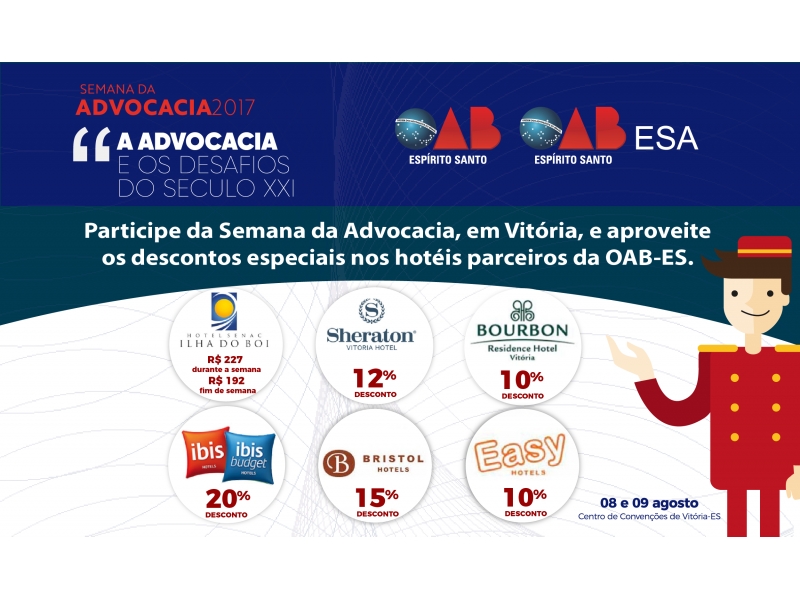 Aproveite os convênios da OAB-ES com a rede hoteleira. Foto: Divulgação.