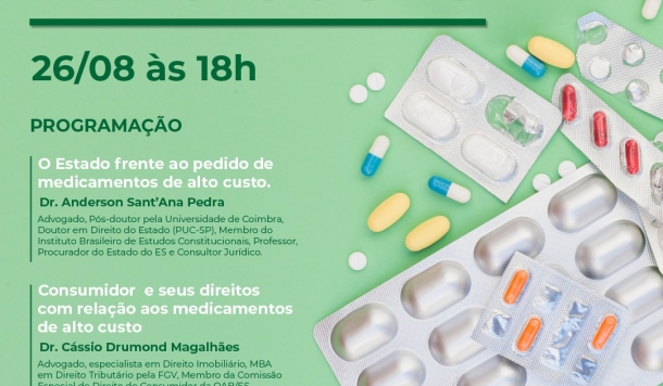 OAB-ES realiza palestra sobre medicamentos de alto custo na próxima segunda-feira (26)