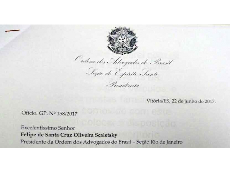 OAB-ES encaminhou denúncia &agrave; OAB-RJ. Foto: Divulgação.