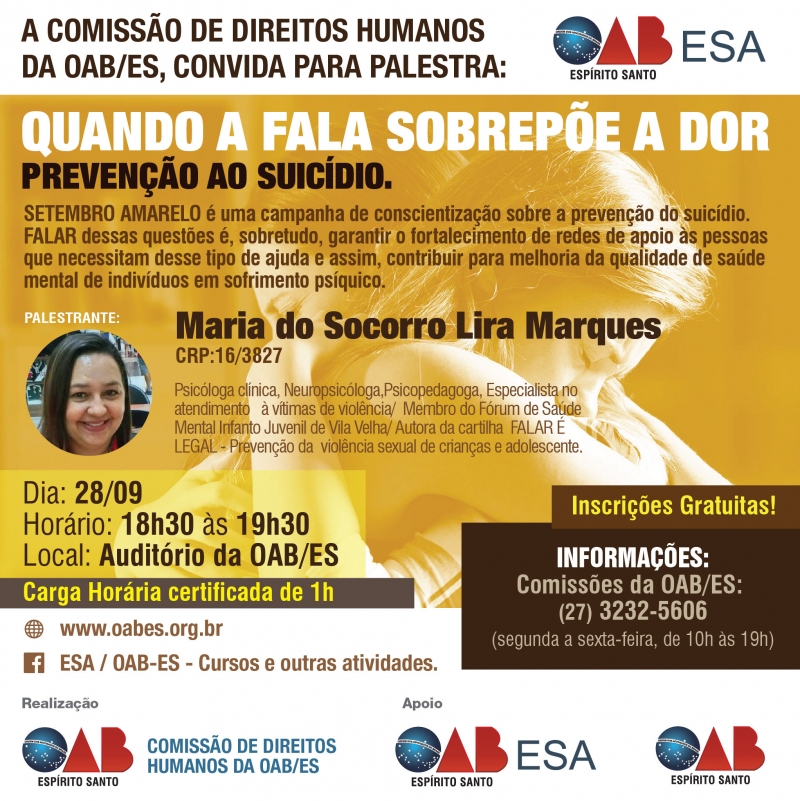 Participe da palestra. As inscrições são gratuitas. Foto: Divulgação.