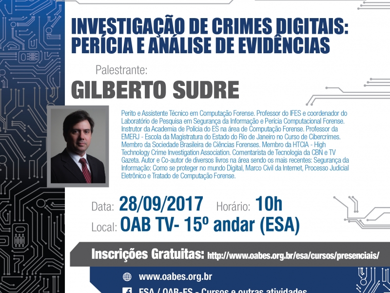 Participe das palestras da ESA/OAB-ES. Foto: Divulgação.