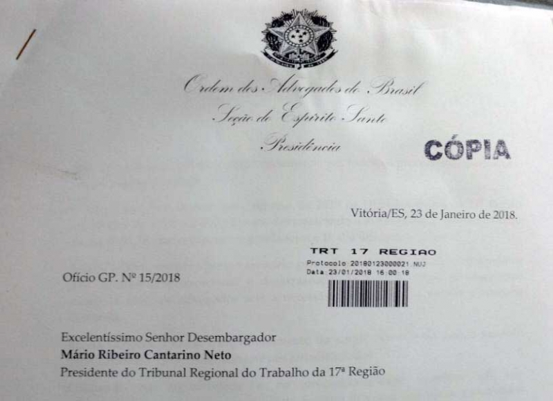 TRT-ES suspendeu prazos. Foto: Divulgação.