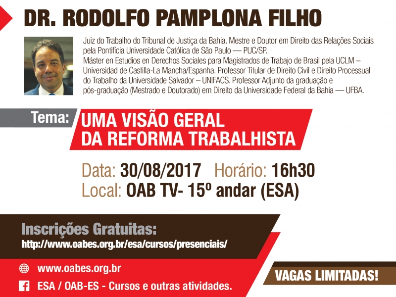Participe das palestras da ESA/OAB-ES. Arte: Divulgação.