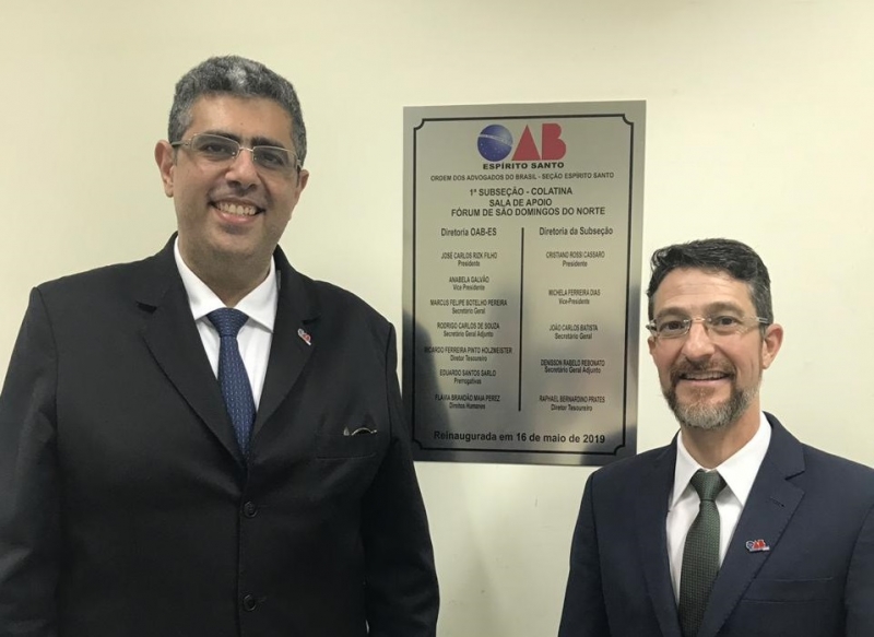 Presidente da OAB-ES, José Carlos Rizk Filho, e o presidente da Subseção de Colatina, Cristiano Cassaro.
