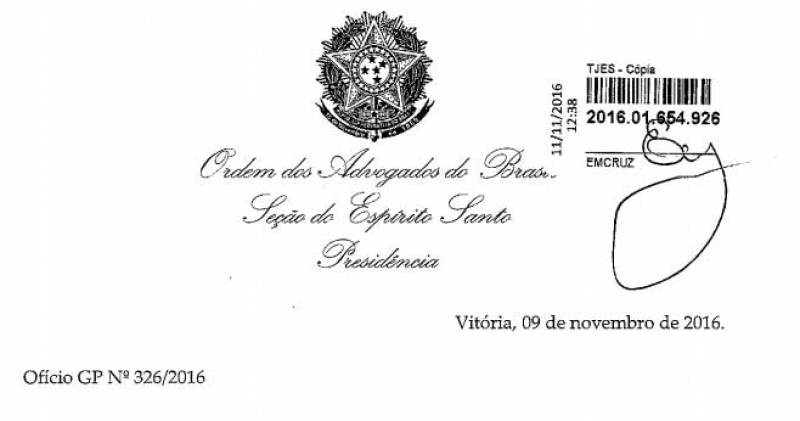 Documento foi entregue nesta sexta ao TJES. Foto: Divulgação.