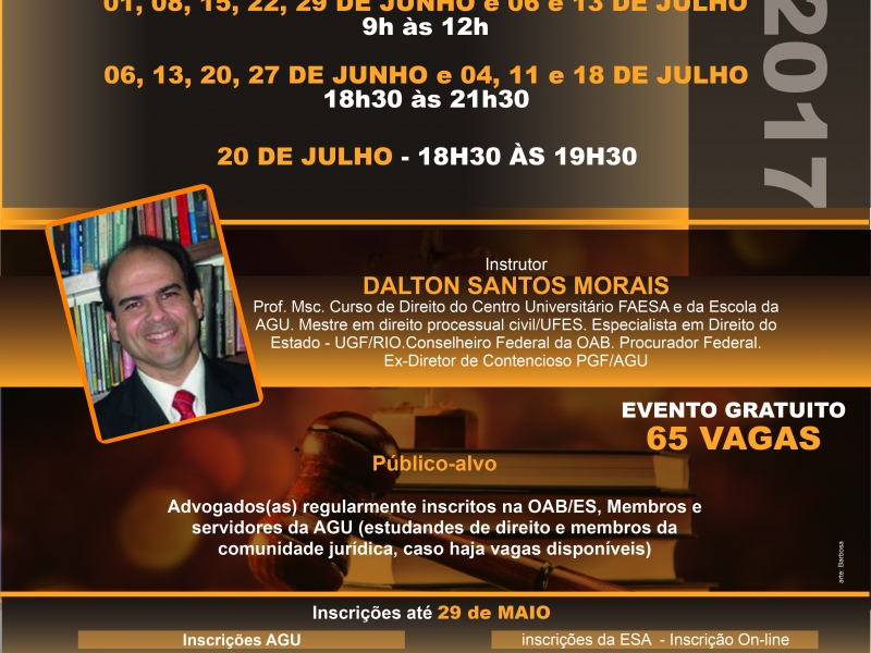 Participe das atividades da ESA/OAB-ES. Foto: Divulgação.