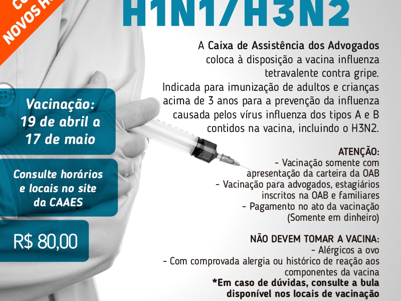 Acompanhe a vacinação da CAAES. Foto: Divulgação.